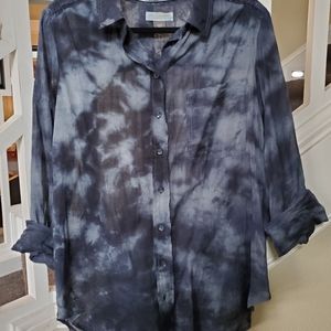 Anthropologie Cate Classic Tie Dye button down L